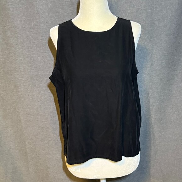 Eileen Fisher Silk Blouse Womens Medium Black Elegant Layer - Picture 1 of 6